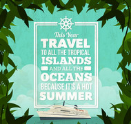 夏季游轮度假海报矢量图片