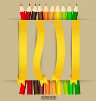 彩色铅笔和纸质丝矢量图片