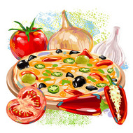 蔬菜和披萨矢量图片