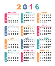 2016日历设计矢量图片