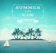 夏季度假岛屿海报矢量图片