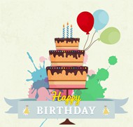 生日蛋糕贺卡矢量图片