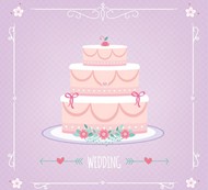 粉色婚礼蛋糕矢量图片