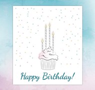 生日纸杯蛋糕贺卡矢量图片