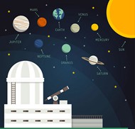 天文馆和太阳系矢量图片