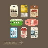 航空行李标签矢量图片