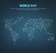 光点连线世界地图矢量图片