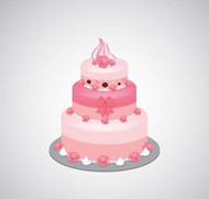 粉色三层蛋糕矢量图片