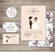 紫色婚礼卡片矢量图片