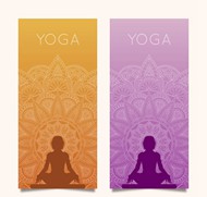 彩色瑜伽banner矢量图片