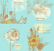 复古手绘花卉卡片矢量图片