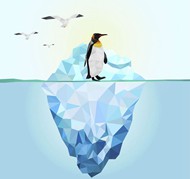 南极冰川和企鹅矢量图片