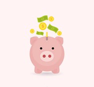粉色小猪存钱罐矢量图片