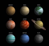 太阳系九大行星矢量图片