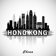香港建筑群剪影矢量图片