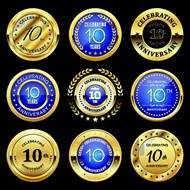 10周年纪念徽章矢量图片