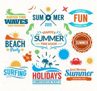 夏季沙滩度假标签矢量图片