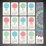 花纹2016年日历矢量图片