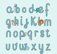 婴儿风格英文字母矢量图片