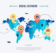 社交网络世界地图矢量图片