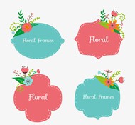 花卉装饰标签矢量图片