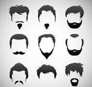 男子发式和胡子矢量图片