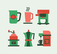 咖啡机和咖啡杯矢量图片
