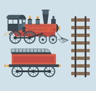 蒸汽火车和轨道矢量图片