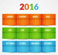 2016年彩色年历矢量图片
