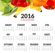 2016年水果年历矢量图片