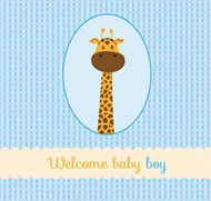 长颈鹿迎婴卡片矢量图片