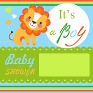 狮子迎婴卡片矢量图片