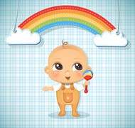 婴儿和彩虹剪贴画矢量图片