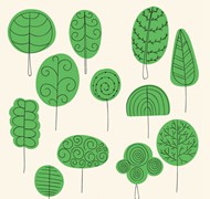 绿色手绘树木矢量图片