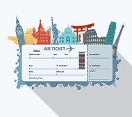 机票与旅游建筑矢量图片