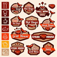 烤肉图标标签矢量图片