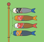 日本鲤鱼旗矢量图片