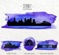 水彩澳大利亚建筑矢量图片