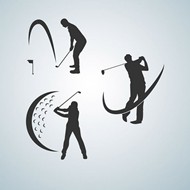 高尔夫球手剪影矢量图片