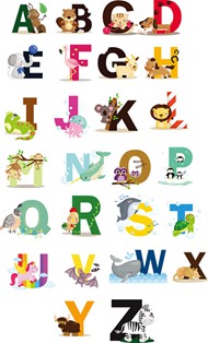 卡通字母和动物矢量图片