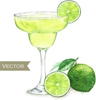 绿柠檬鸡尾酒矢量图片