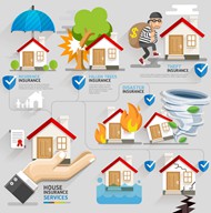 房屋保险信息图矢量图片