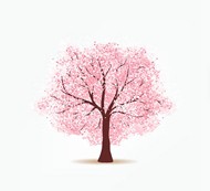 粉色樱花树矢量图片