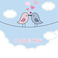 卡通亲吻情侣鸟矢量图片
