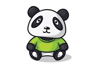 穿绿短袖的熊猫矢量图片