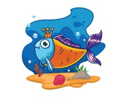 卡通戴王冠的鱼矢量图片