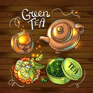 美味绿茶插画矢量图片