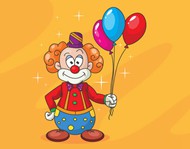 手握气球束的小丑矢量图片