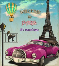 巴黎紫色轿车矢量图片