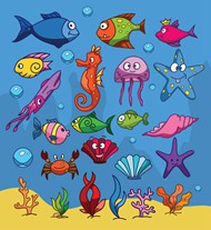 卡通海底生物矢量图片